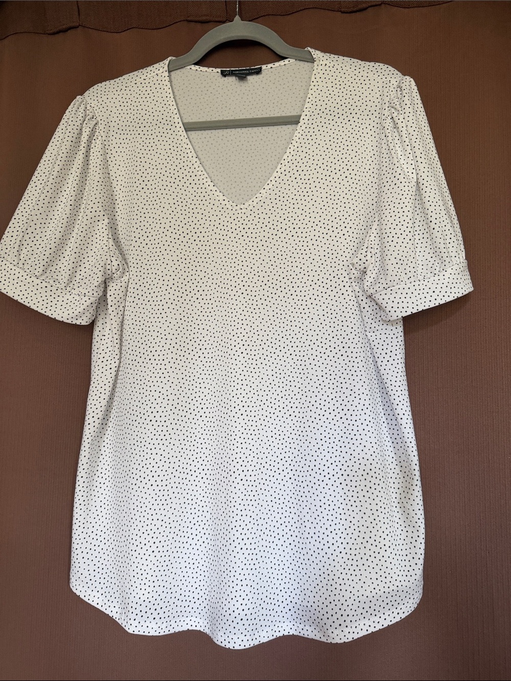 Adrianna Papell White Polka Dot Blouse